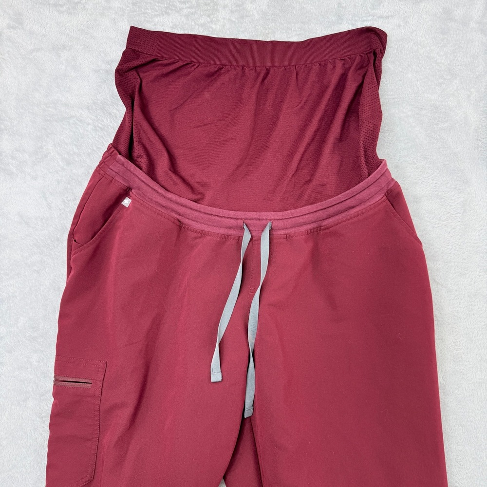 FIGS Maternity Technical Scrub Set Size XL / L Burgundy Jogger V-Neck Medical - Picture 3 of 16